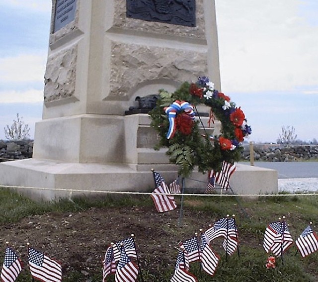 The 11th Pennsylvania Volunteer Infantry monument on Oak Ridge, Gettysburg, Remembrance Day 2011.